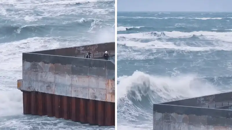 "Красиво и страшно": казахстанский блогер показал Каспий во время шторма