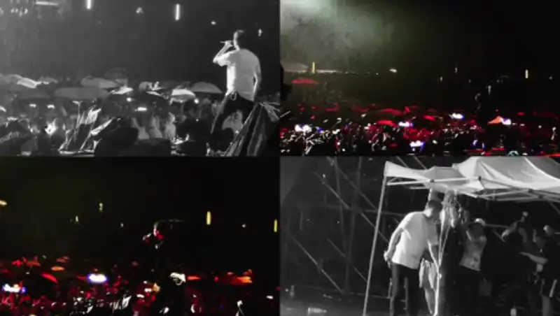 Димаш выступил перед фанатами под дождем