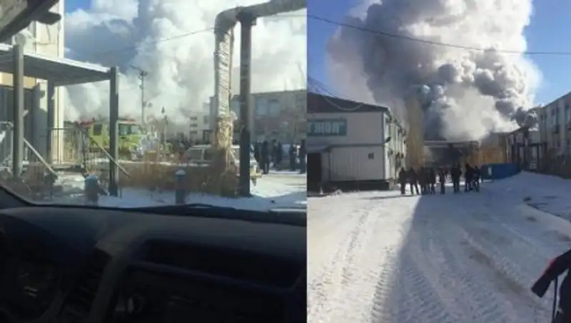 В Атырауской области горит общежитие нефтяников