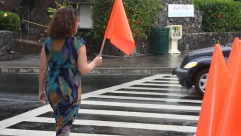 Пешеходов Астаны хотят обязать переходить дорогу с флажками в руках