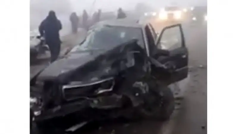 В Сети появилось видео массового ДТП в Жамбылской области