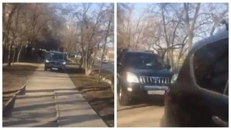 «Улыбку, ребят!» – элитные внедорожники проехали по тротуару в Алматы