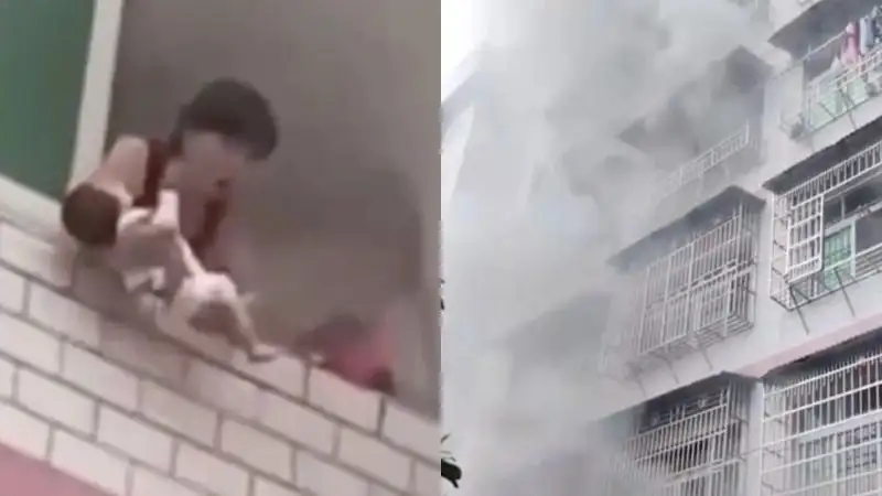 Мать выбросила младенца из окна горящей квартиры, фото - Новости Zakon.kz от 12.07.2023 14:29