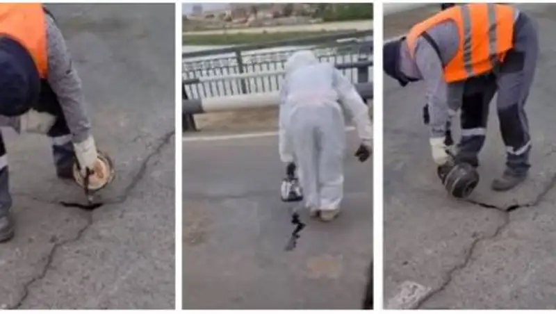 Ремонт моста и чайник - видео дорожных работ рассмешило казахстанцев