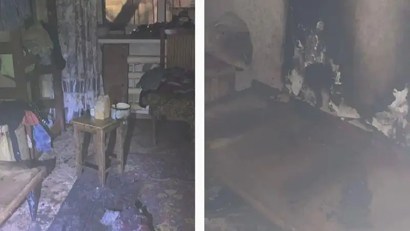 Спасатели вынесли пенсионера из горящей квартиры в Актюбинской области