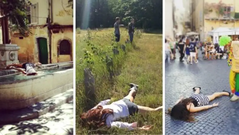 "Анти-селфи": Художница притворяется мертвой в общественных местах