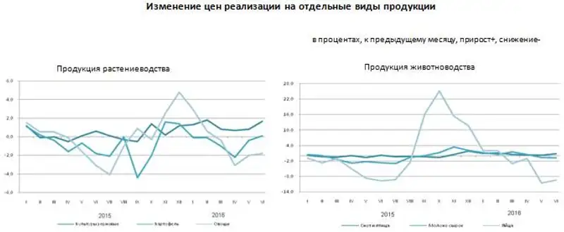 Цены на реализованную продукцию сельского хозяйства в первом полугодии 2016 года повысились на 3,9%
