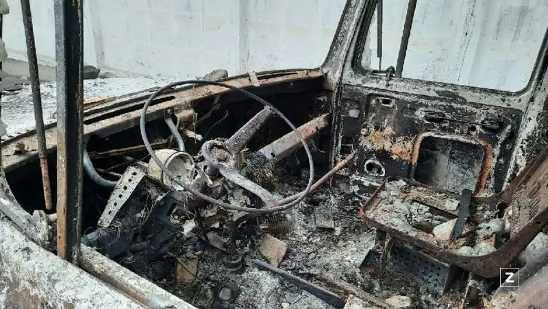 Сгоревший грузовик, фото - Новости Zakon.kz от 05.01.2022 14:32