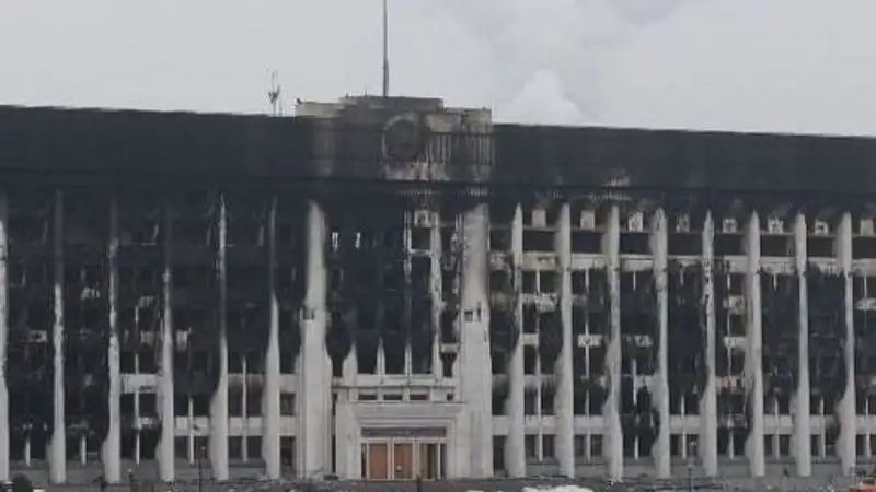 Появилось видео, как сейчас выглядит здание сгоревшего акимата в Алматы