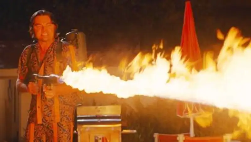 Мужчина взял огнемет и убрал снег во дворе. Видео