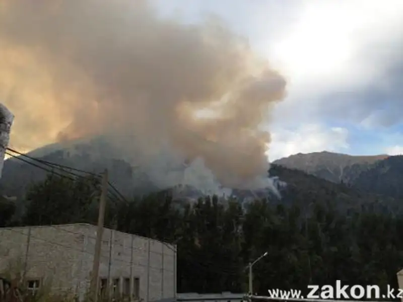 На Медеу сгорело 16 га восточной стороны горы Мохнатка (фото), фото - Новости Zakon.kz от 23.08.2012 14:39
