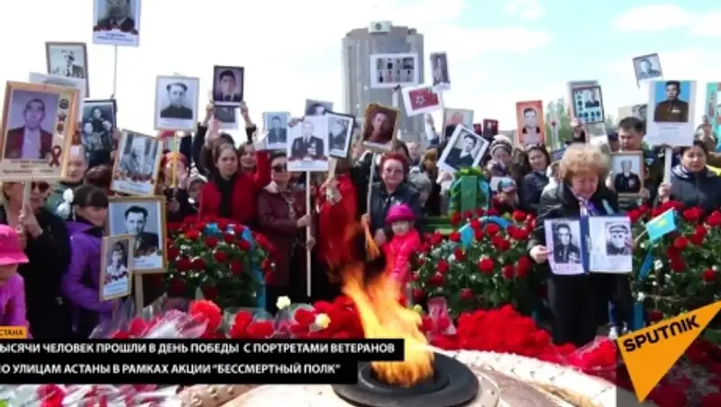Рекордное количество участников собрала акция "Бессмертный полк" в Астане