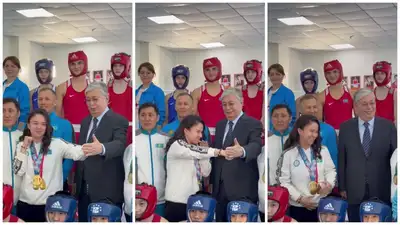 Дина Жоламан продемонстрировала Токаеву свой удар: видео с президентом набирает обороты в соцсетях, фото - Новости Zakon.kz от 15.02.2023 16:06