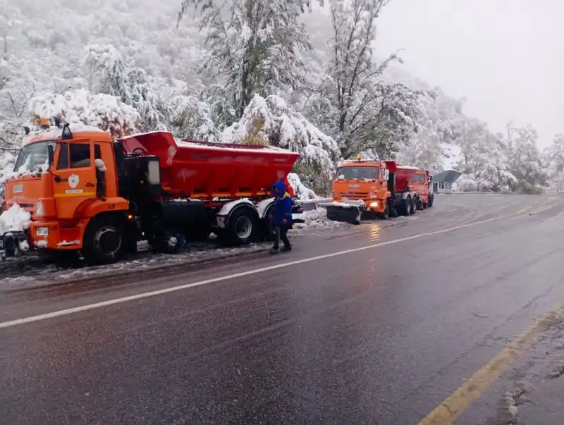 горы Алматы, коммунальщики снег убирают, фото - Новости Zakon.kz от 14.10.2023 12:08