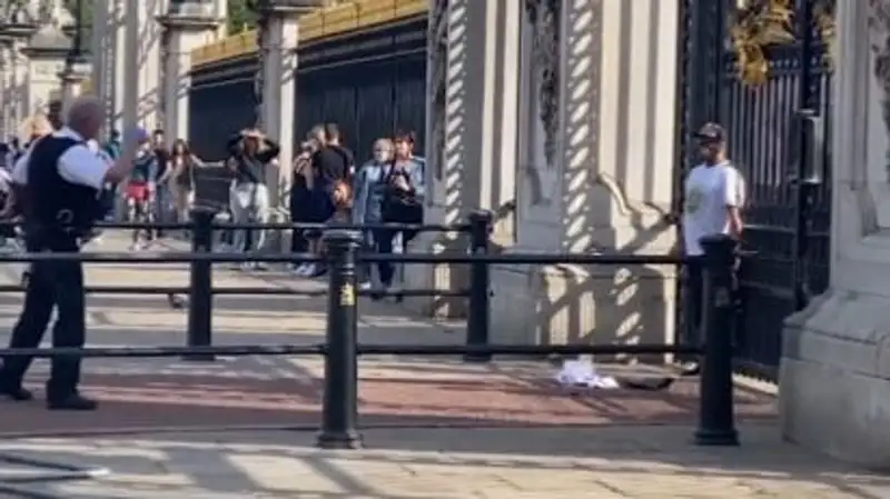 Неизвестный приковал себя наручниками к главным воротам Букингемского дворца