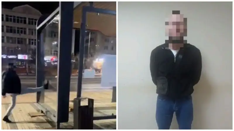 Астанчан возмутил мужчина, разбивший стекло остановки, фото - Новости Zakon.kz от 13.11.2023 09:34