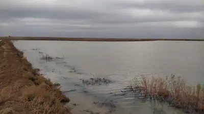 образовалось озеро в районе СЭЗ Национальный индустриальный нефтехимичесткий технопарк, фото - Новости Zakon.kz от 03.12.2022 11:22