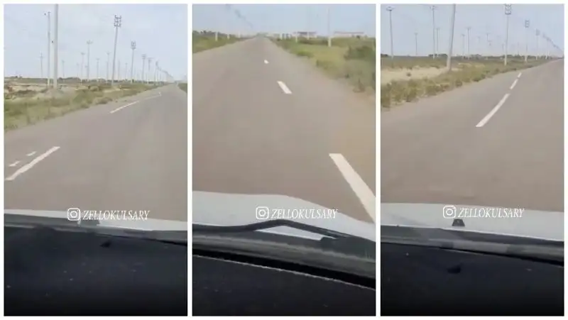 Кривая дорожная разметка в Атырауской области рассмешила пользователей Сети