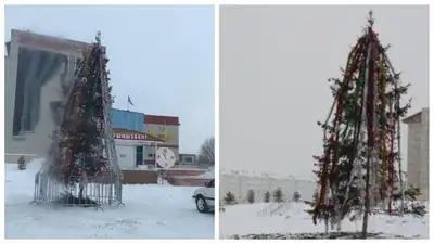 "Уставшая" елка в ВКО рассмешила пользователей Казнета, фото - Новости Zakon.kz от 20.12.2022 16:13