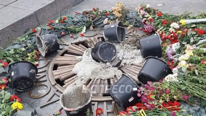 Залившим цементом "Вечный огонь" грозит до семи лет лишения свободы
