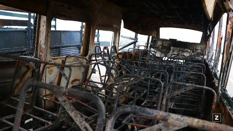 Сгоревший автобус , фото - Новости Zakon.kz от 13.01.2022 15:49
