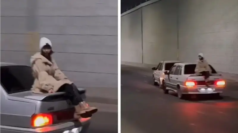 Девушка, прокатившаяся на капоте Lada по Шымкенту, извинилась перед казахстанцами