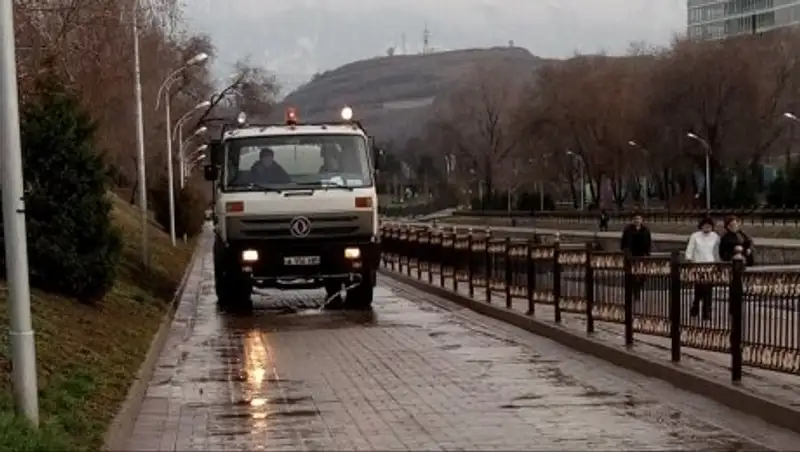 Водитель поливальной машины решил позабавить спутницу, облив водой пенсионерку с внуком