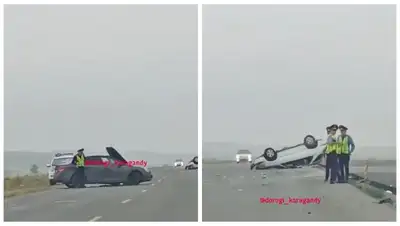 Lexus перевернулся во время ДТП на трассе Алматы – Екатеринбург, фото - Новости Zakon.kz от 10.08.2022 09:58