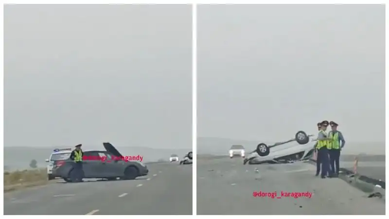 Lexus перевернулся после ДТП на трассе Алматы – Екатеринбург