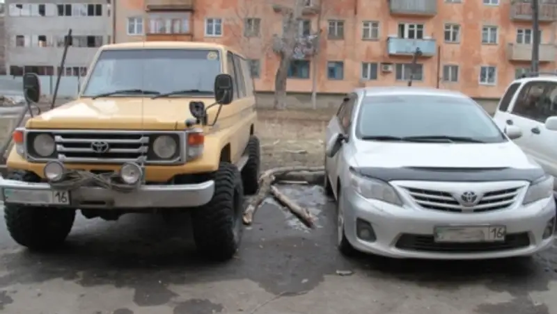В Усть-Каменогорске дерево обрушилось на два автомобиля, принадлежащие одному владельцу