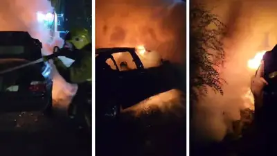 автомобиль сгорел, фото - Новости Zakon.kz от 01.10.2023 22:37