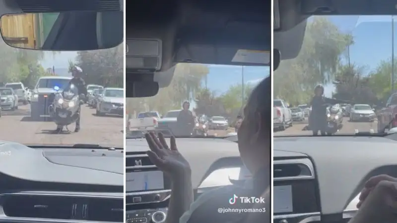 Попытку полицейского "припарковать" беспилотный автомобиль сняли на видео