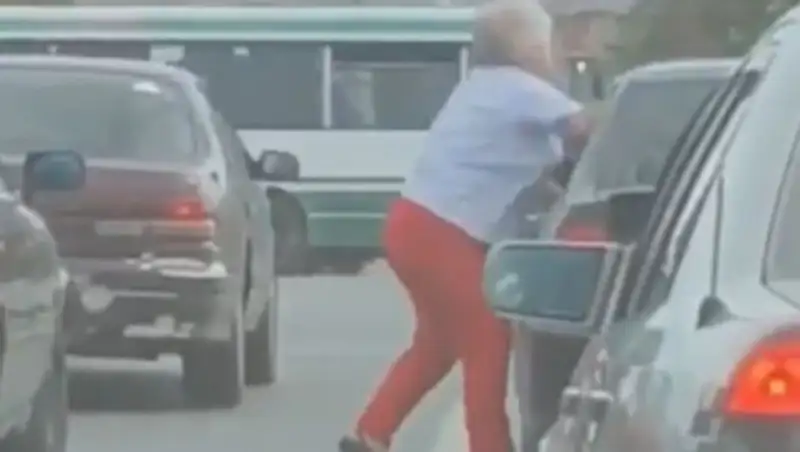 В Караганде бойкая женщина устроила разборки на дороге