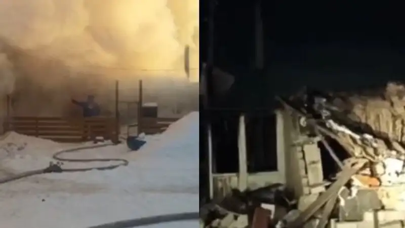 В Акмолинской области военнослужащий вынес из горящего дома двух малышей