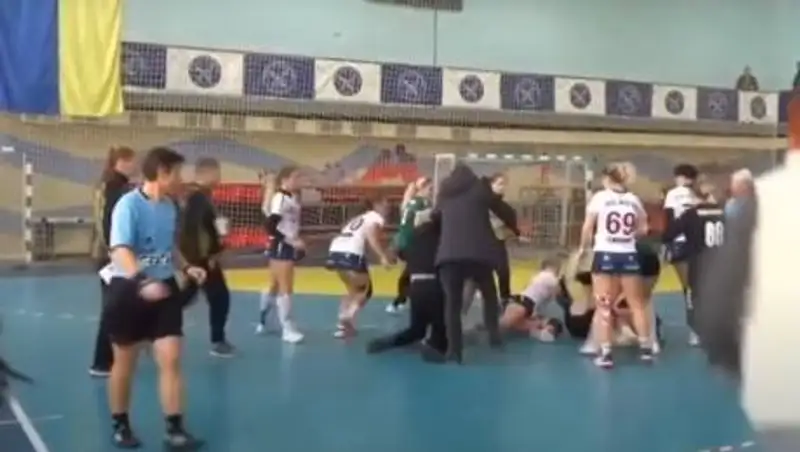 Жестокая драка прервала гандбольный матч