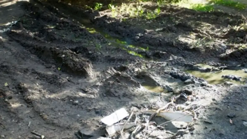 В Алматы на проезжую часть сошла грязевая масса