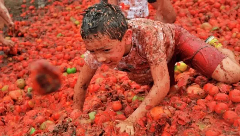 Сорок пять тысяч человек приняли участие в "битве помидоров" в Испании