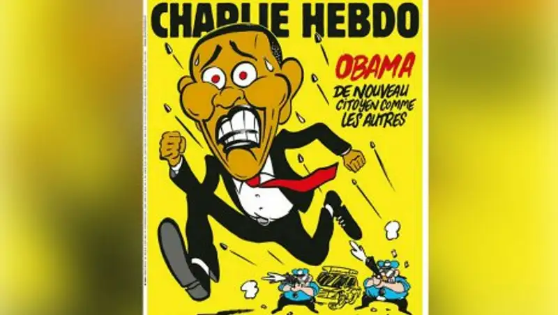 После выборов в США в Charlie Hebdo появился бегущий от полицейских Обама