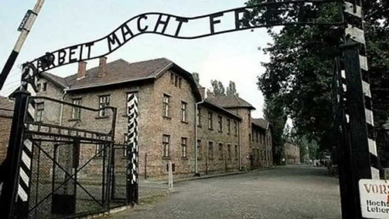 Голые мужчины зарезали овцу и сковали себя цепями у бывшего концлагеря