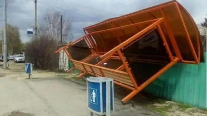 Шквальный ветер в Усть-Каменогорске повалил деревья