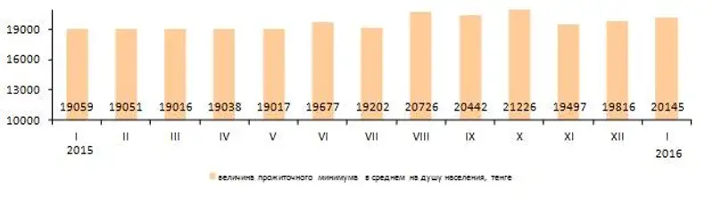 Величина прожиточного минимума в январе 2016 года составила 20 145 тенге