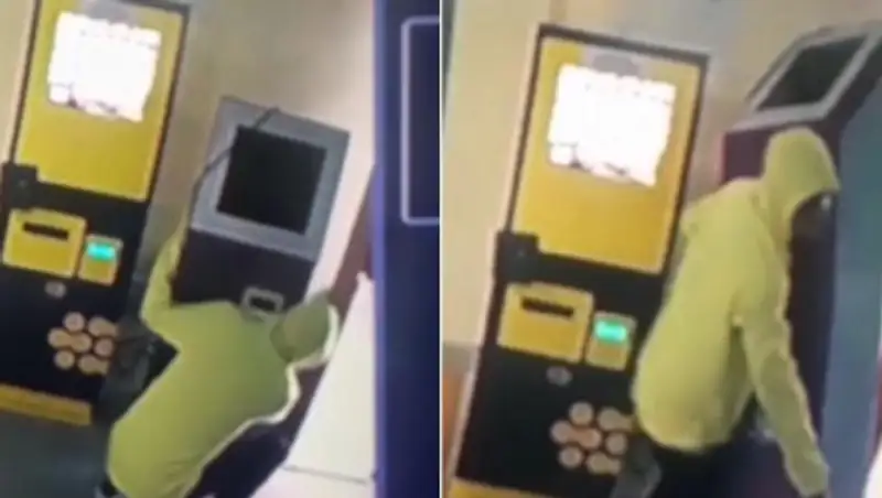 Кража терминала из ТРЦ попала на видео