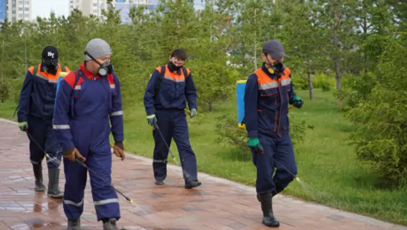 В Нур-Султане продолжаются дезинфекционные работы