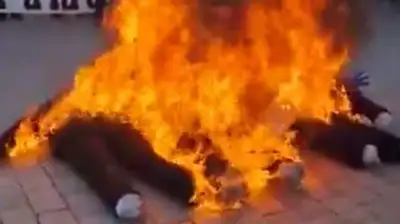 В знак протеста: во Франции сожгли чучела Макрона и Борн, фото - Новости Zakon.kz от 17.03.2023 03:59