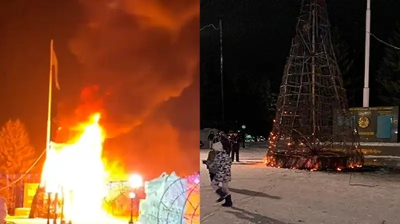 сгорела елка, фото - Новости Zakon.kz от 27.12.2023 21:21
