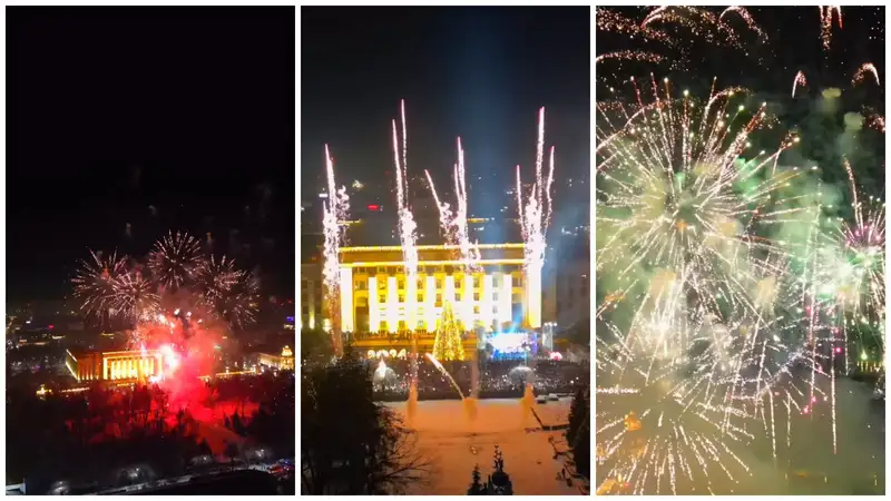 Как выглядел Алматы во время запуска фейерверков, фото - Новости Zakon.kz от 01.01.2024 09:42