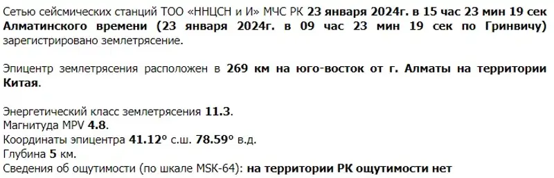 В Алматы вновь зарегистрировали землетрясение, фото - Новости Zakon.kz от 23.01.2024 15:27