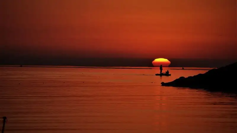 Обмелевший Каспий вновь сняли на видео с высоты