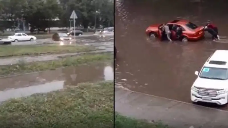 Центральные улицы затопило в Усть-Каменогорске