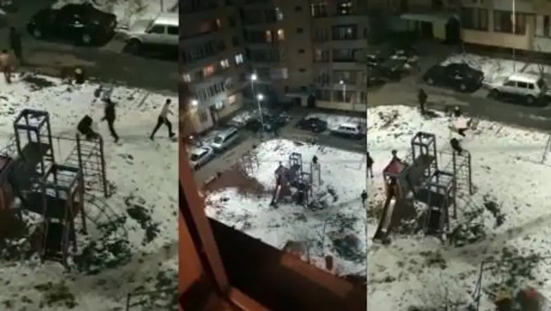 Жестокая драка в Алматы: пинал по голове и животу